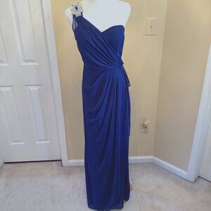 Camille La Vie Blue One Shoulder Evening/Prom Gown, Size 8